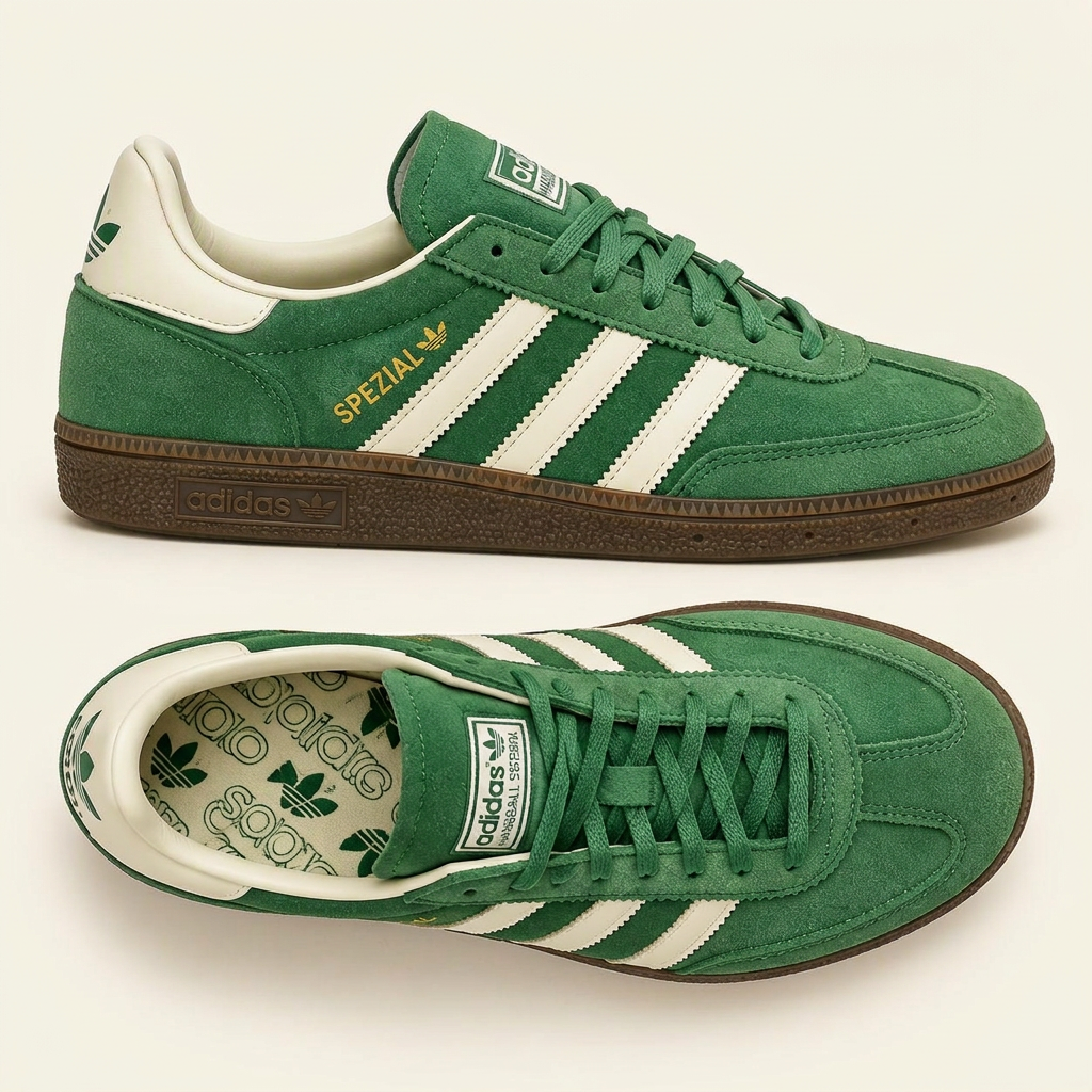 Green Handball Spezial with cream background